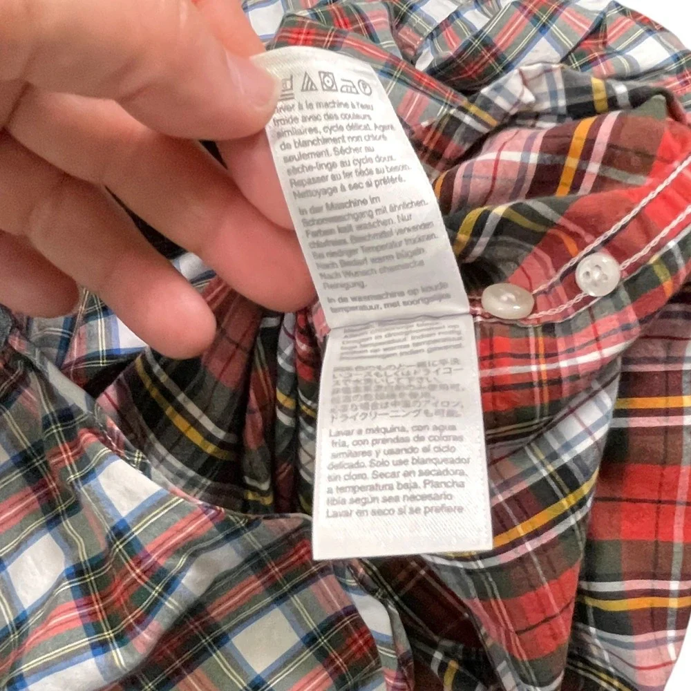 2pk J. Crew XL Red White Plaid Button Down Shirt Classic Fit‎ Preppy Heritage